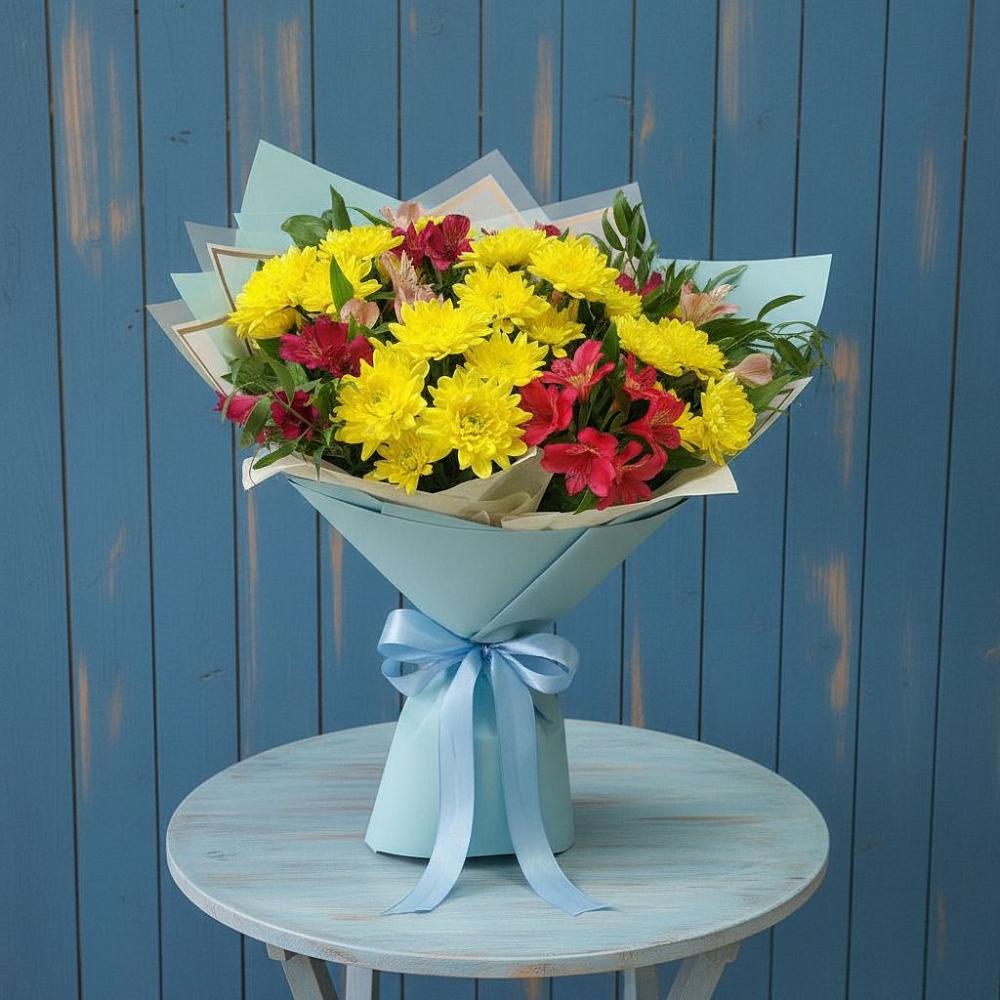 Букет цветов из: Альстромерии и Хризантемы в Серпухове
