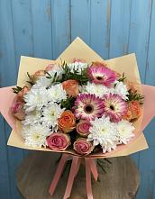 Букет цветов из:  Розы, Герберы и Хризантемы #REPLACE_PRED# Серпухове