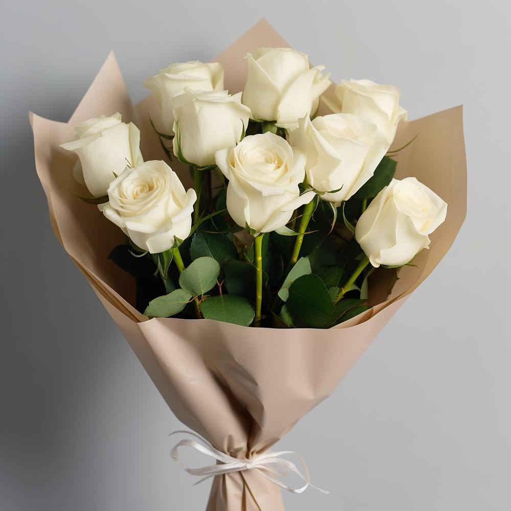 Букет 9 Белых роз Эдлесс Лав в Серпухове