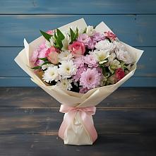 Букет цветов из:  Хризантемы, Альстромерии и Розы #REPLACE_PRED# Серпухове