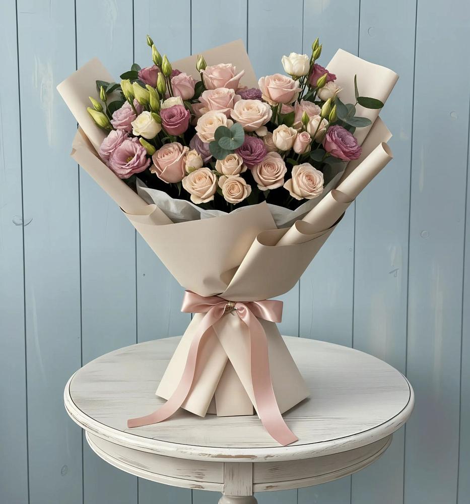 Букет цветов из: Розы и Лизиантусы в Серпухове