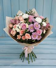 Букет цветов из:  Хризантемы, Розы и Альстромерии в Серпухове