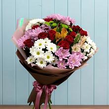 Букет цветов из:  Розы, Хризантемы и Альстромерии в Серпухове