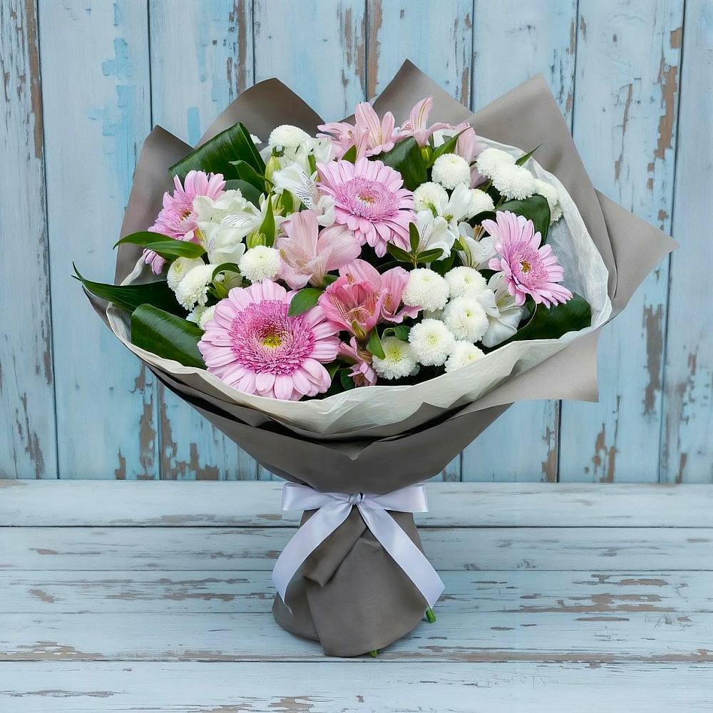 Букет цветов из: Герберы, Альстромерии и Хризантемы в Серпухове